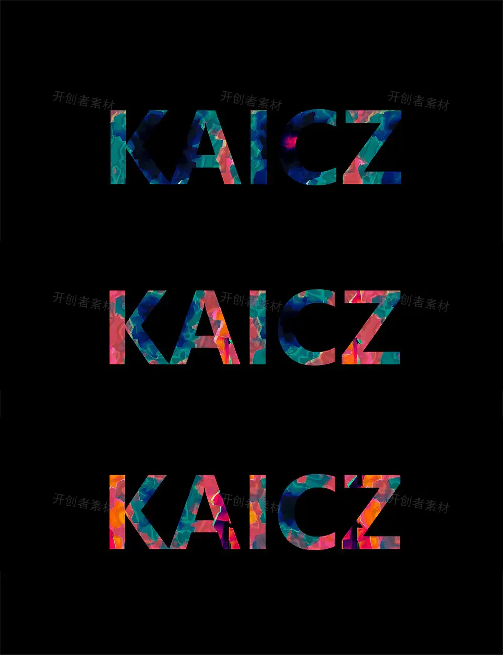 KAICZ随机变化的彩色文字背景动画特效